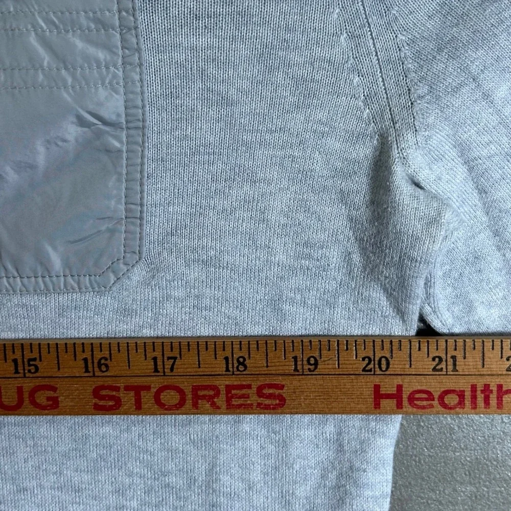 Banana Republic Mens Quarter Zip Sweater Gray Nylon Pocket 970364 Medium